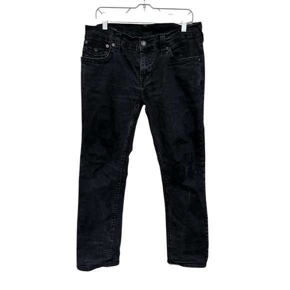 True Religion Ricky Straight Leg Flap Pocket Denim Jeans Size 32x31 Embroidered - Picture 1 of 6